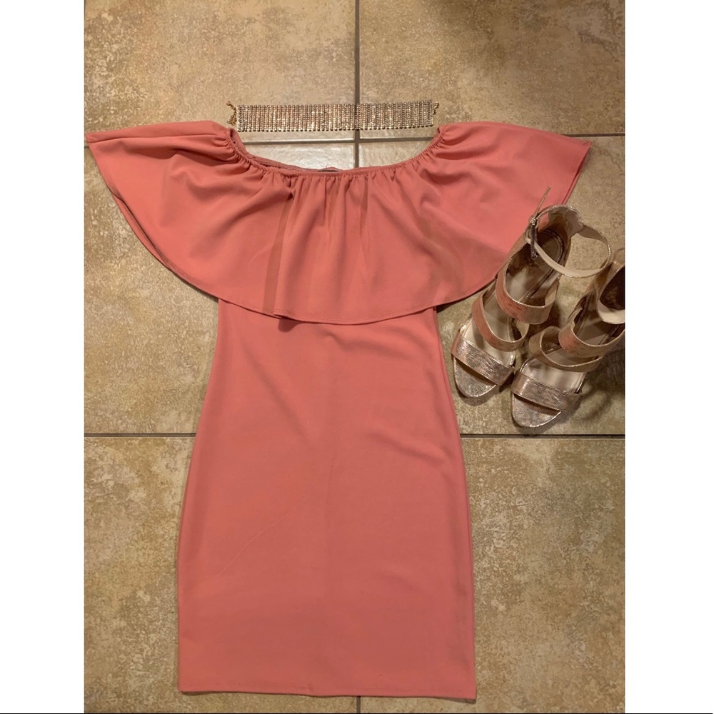 Off the Shoulder Burnt Rose Dress